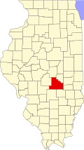 Map of Illinois highlighting Shelby County